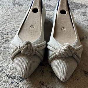 Rothy's Cream Pointed Flats with Knot Detail
